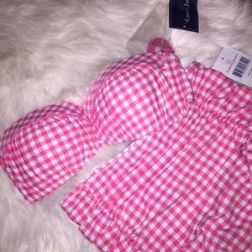 NWT Lauren James 2 Piece Pink Gingham - Picture 2 of 7